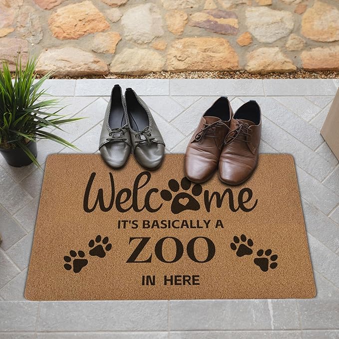 Funny Pet Welcome Door Mats, It's Basically a Zoo in Here Door Mat - Image 2