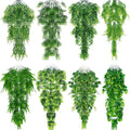 Suncalla 8 Pack Reptile Plants Terrarium Hanging Plant Vine Boston Climbing Terrarium Plant with Suction Cup for Bearded Dragons Lizard Crested Gecko Snake Crab Tank(Lush Series,Multiple Green)