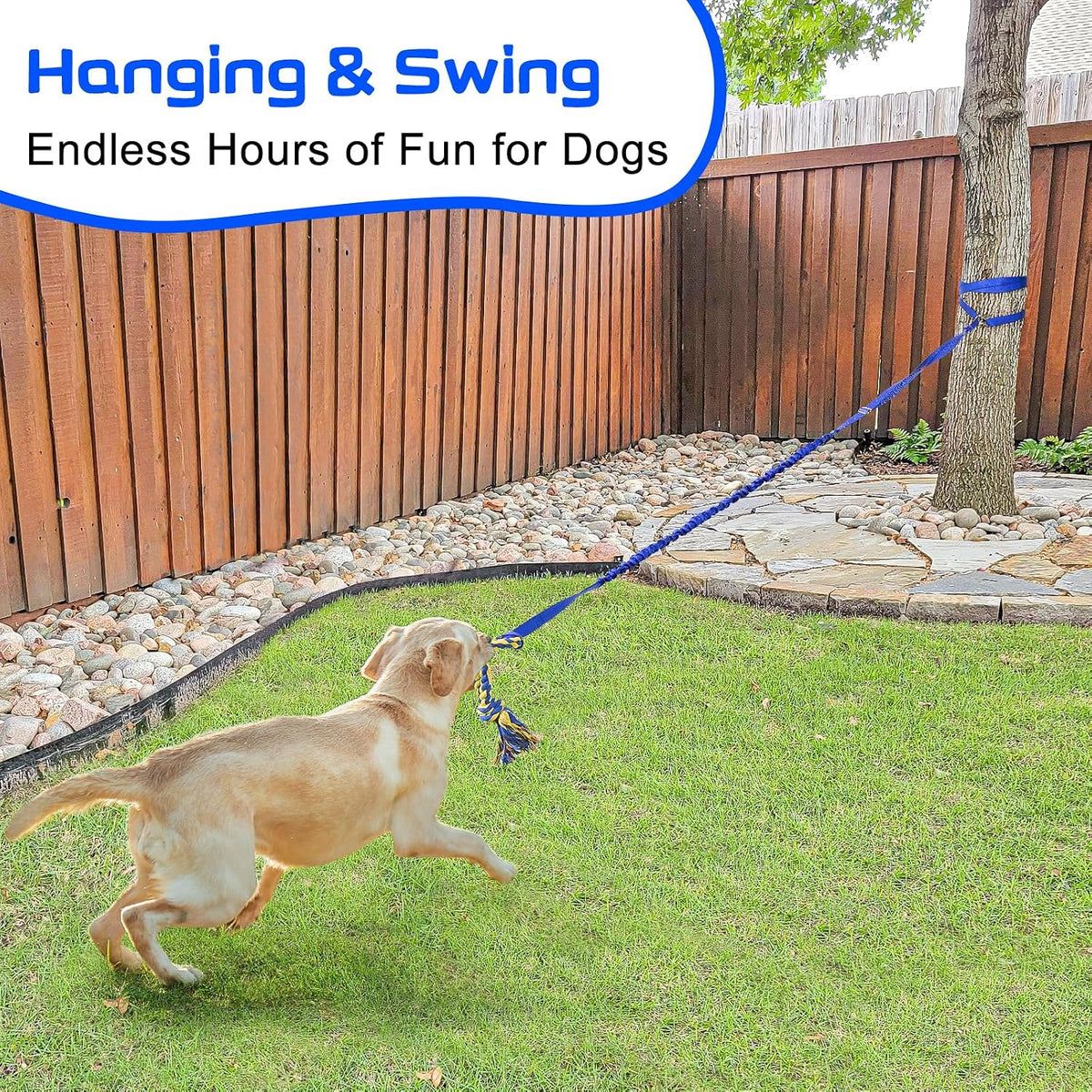 XiaZ Tug of War Dog Toy, Interactive Dogs Toy Bungee Hanging Tether with 2 Chew Rope Toys, Heavy Duty Puppy Outdoor Activity Aggressive Chewers Best Small to Large Boredom Exercise and Play (Blue)
