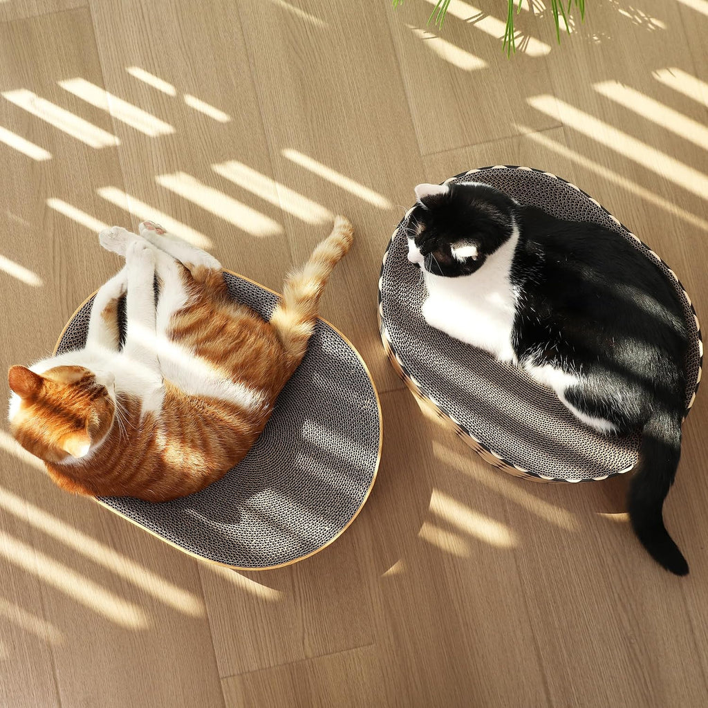 FUKUMARU Cardboard Cat Scratcher Bed, 2-in-1 Oval Cat Scratch Pad