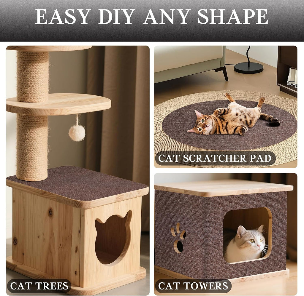 15.7'' x 39.3'' Cat Scratch Furniture Protector Adhesive Trimmable Cloth Couch Anti-Scratch Cover DIY Climb Couch Protector from Cat Claws, Covering Cat Tower, Replacement Pads，Brown