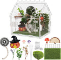 16Pcs Jumping Spider Enclosure Kit, 5.9"x3.9"x5.1" Arboreal Tarantula Habitat with Magnetic Lock & Decor, Acrylic Terrarium Complete Starter Kit for Small Spider, Praying Mantis, Reptile, Insect Cage