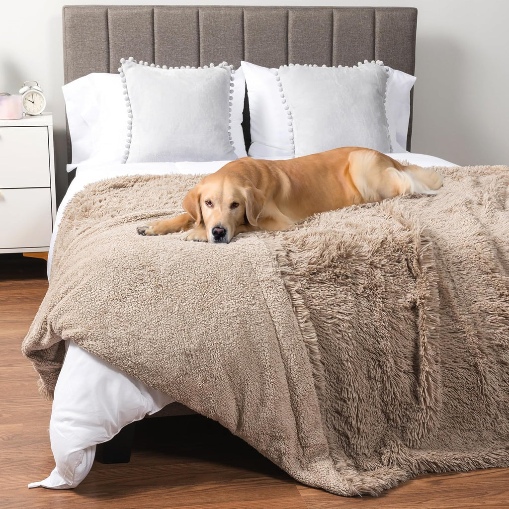 PetAmi Waterproof Dog Blanket for Couch Protector Pet Throw, 60x80 Taupe