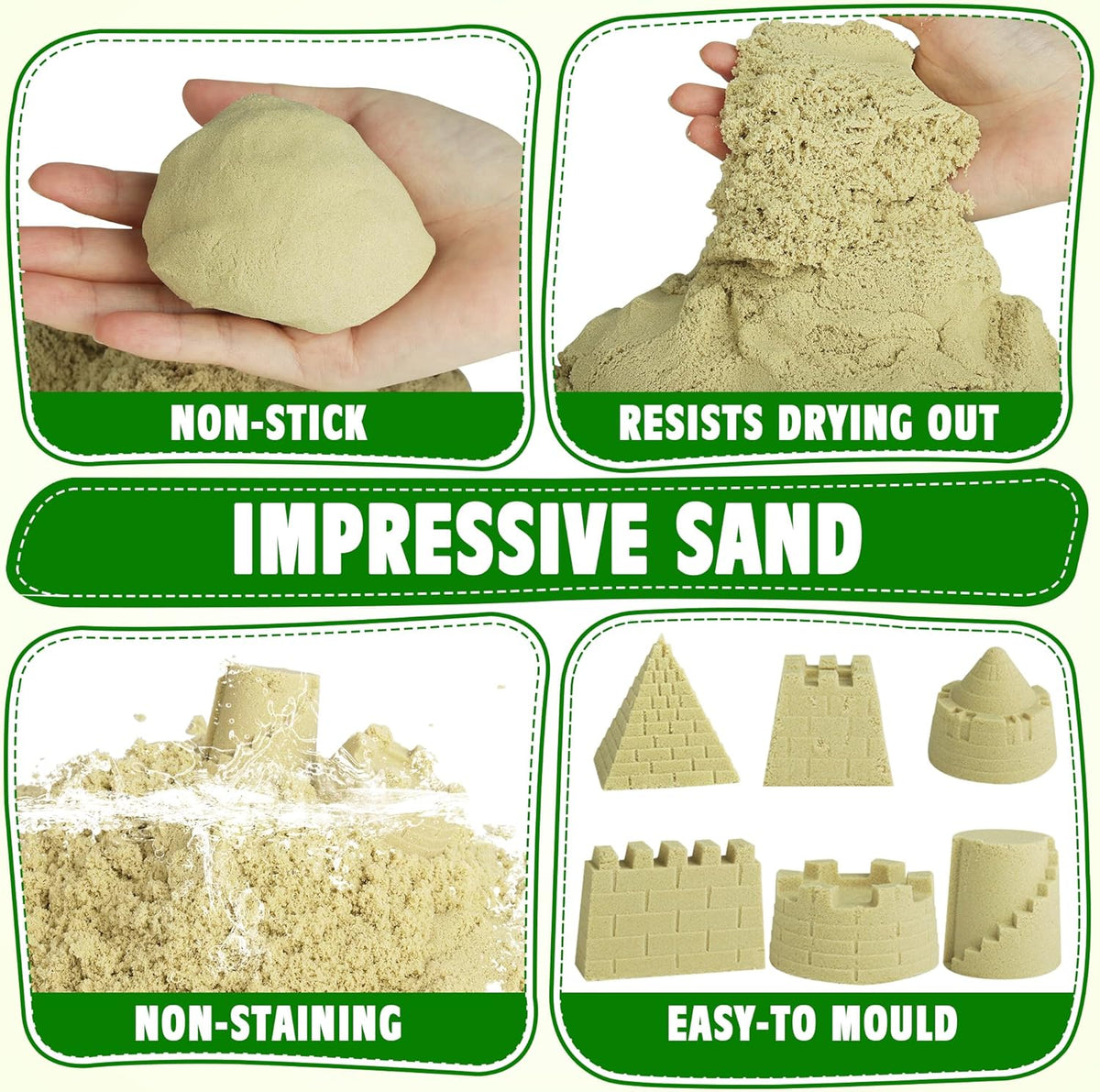 Billeeit Sand Construction Kit w/Sand Box and 2.2lbs Sensory Bin Play Sand