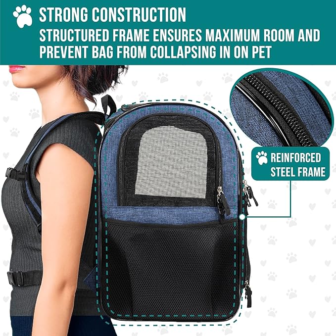 PetAmi Dog Backpack Carrier for Small Large Cat, Ventilated Pet Hiking Backpack - Image 6