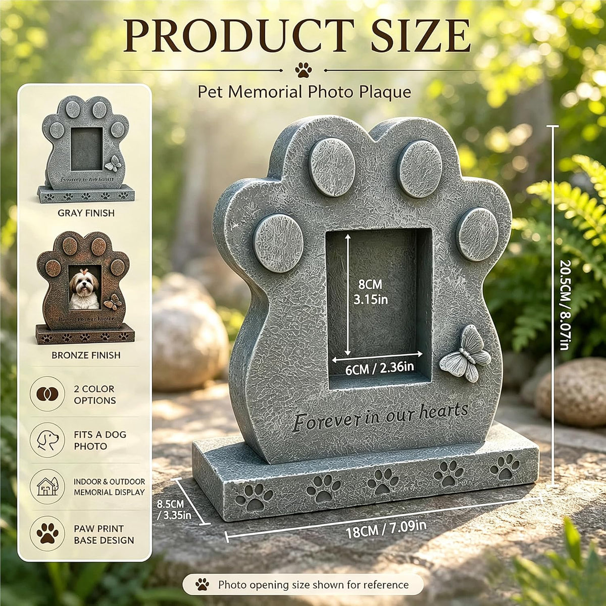 Teaeeno Dog Decor Statue Memory Stone, Pet Headstone Grave Markers