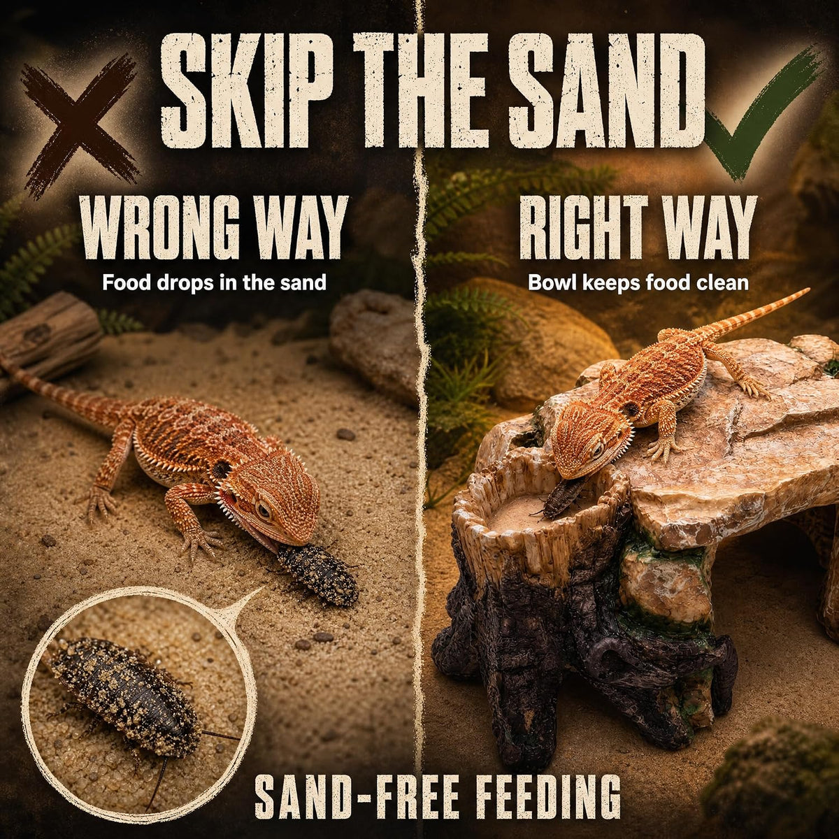 VELTHERM 3-in-1 Reptile Hide - Basking Platform, Feeding Dish, Resin Rock Cave for Bearded Dragon Ball Python Leopard Gecko, Desert/Tropical Decor, Submersible Aquarium & Turtle Tank
