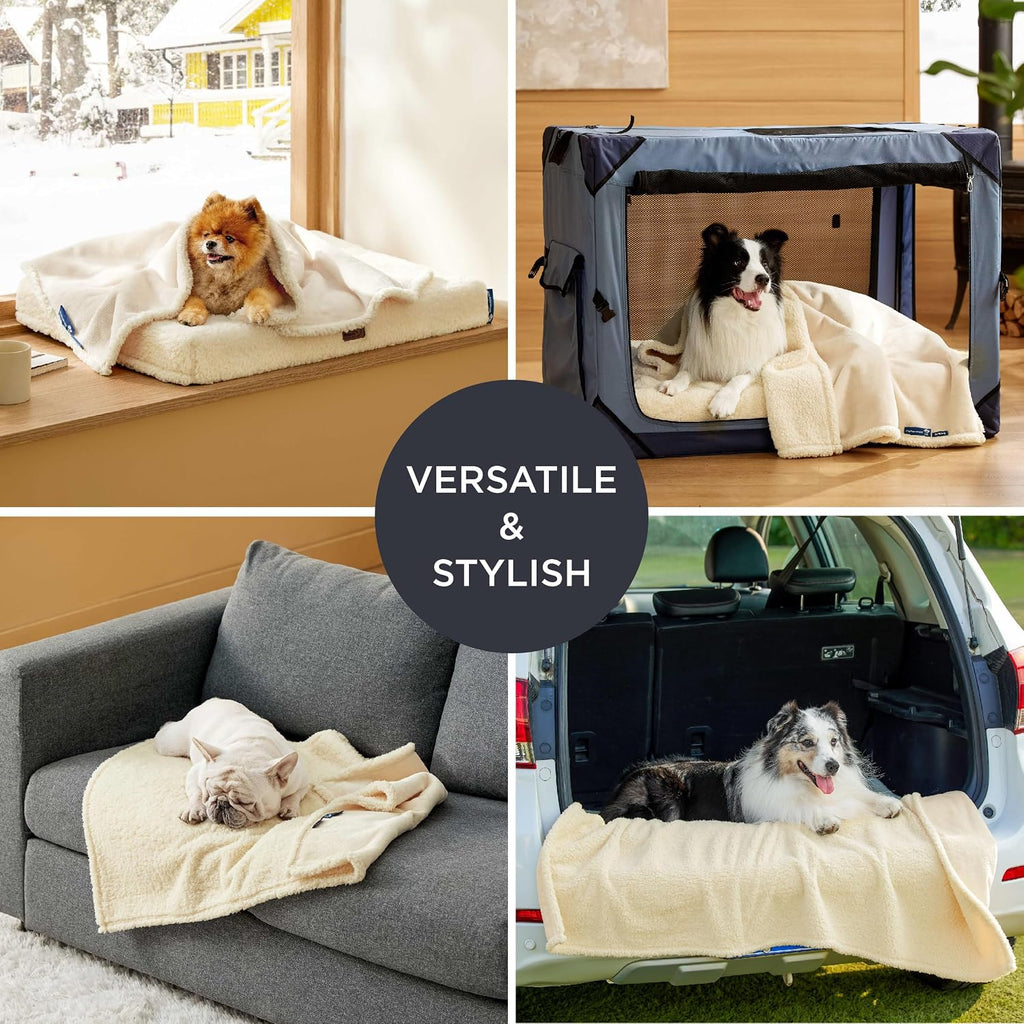 Bedsure Self Warming Dog Blankets for Small Dogs Waterproof - 25"X35" White