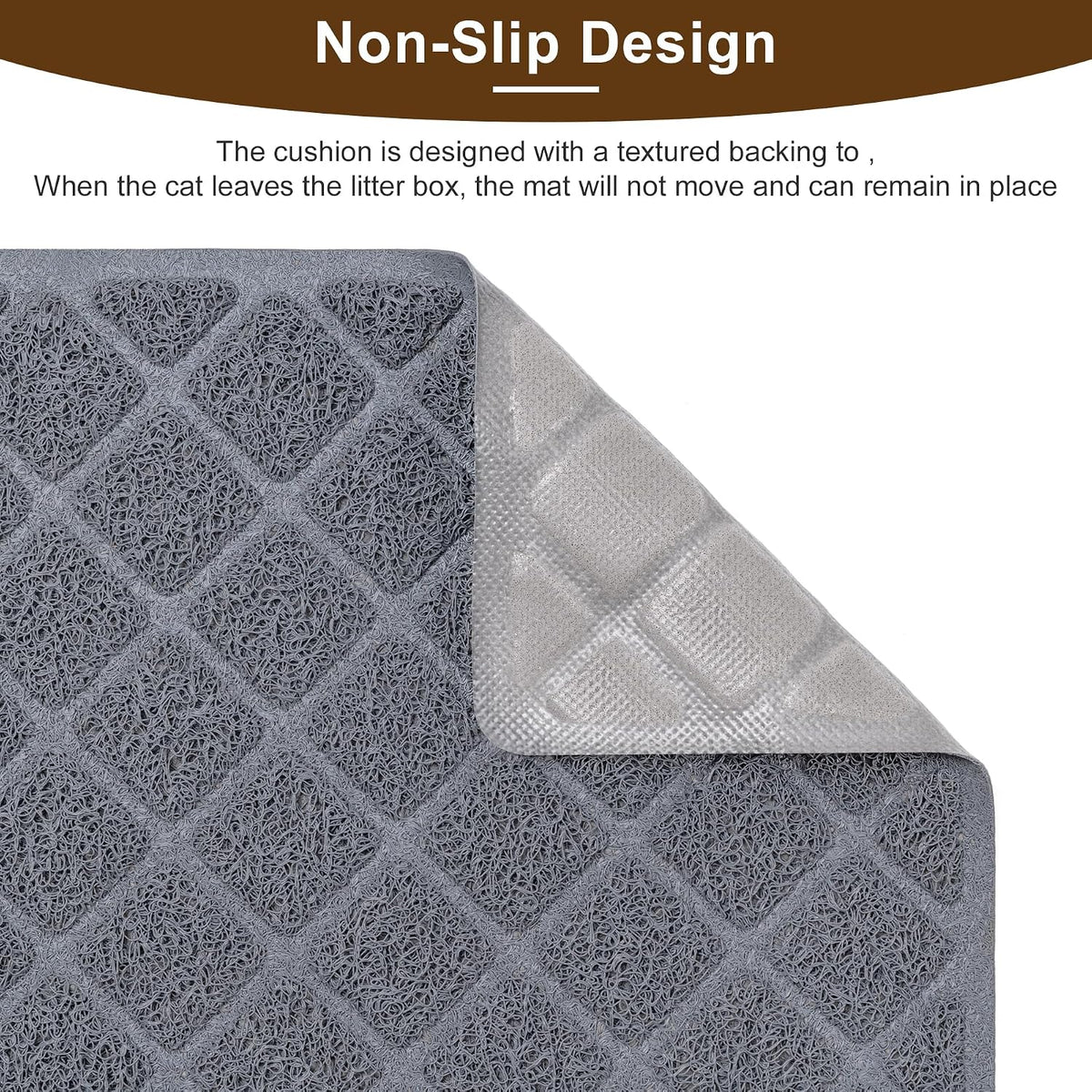 Cat Litter Box Mat,24 x 35 In,Trapping Mat Premium Durable PVC Pad,Grey