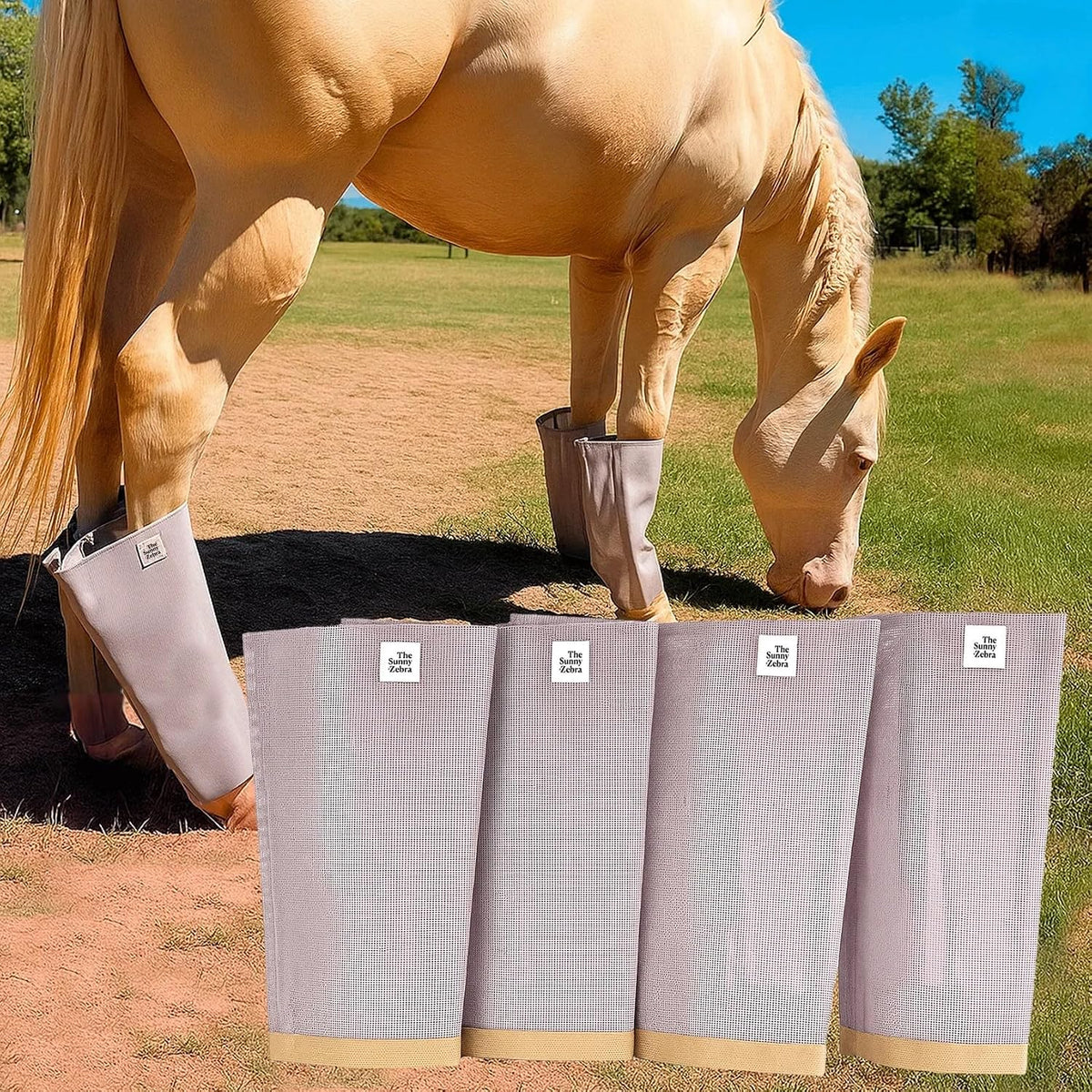 TSZ Horse Fly Boots for Horses - Breathable Fly Leggings [Set of 4]