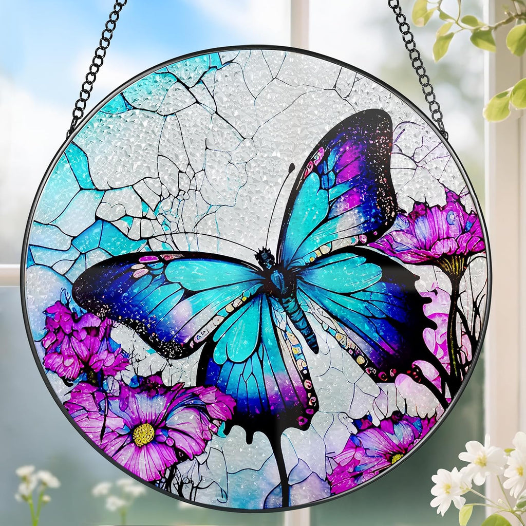 Stained Glass Window Hanging, DOUHASU Pet Memorial Suncatcher Ornament, Dog Memorial Gifts for Loss of Dog, Pet Lovers Gifts, Thoughtful Dogs and Cats Remembrance, Bereavement Gift
