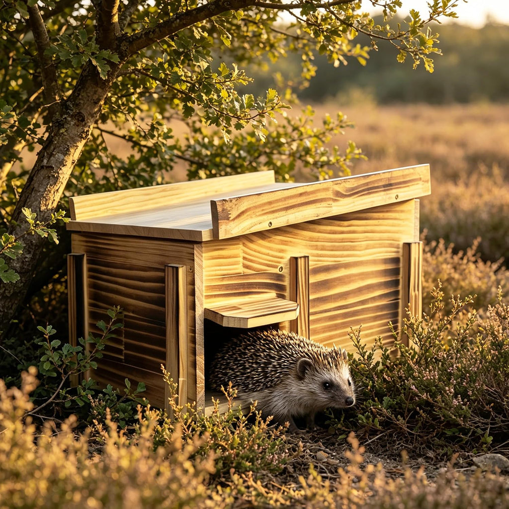 Handcrafted Solid Wood Hedgehog House - Large Natural Outdoor Nesting Box for Hedgehog - Cozy All-Weather Shelter, Easy Install for Backyard, Garden