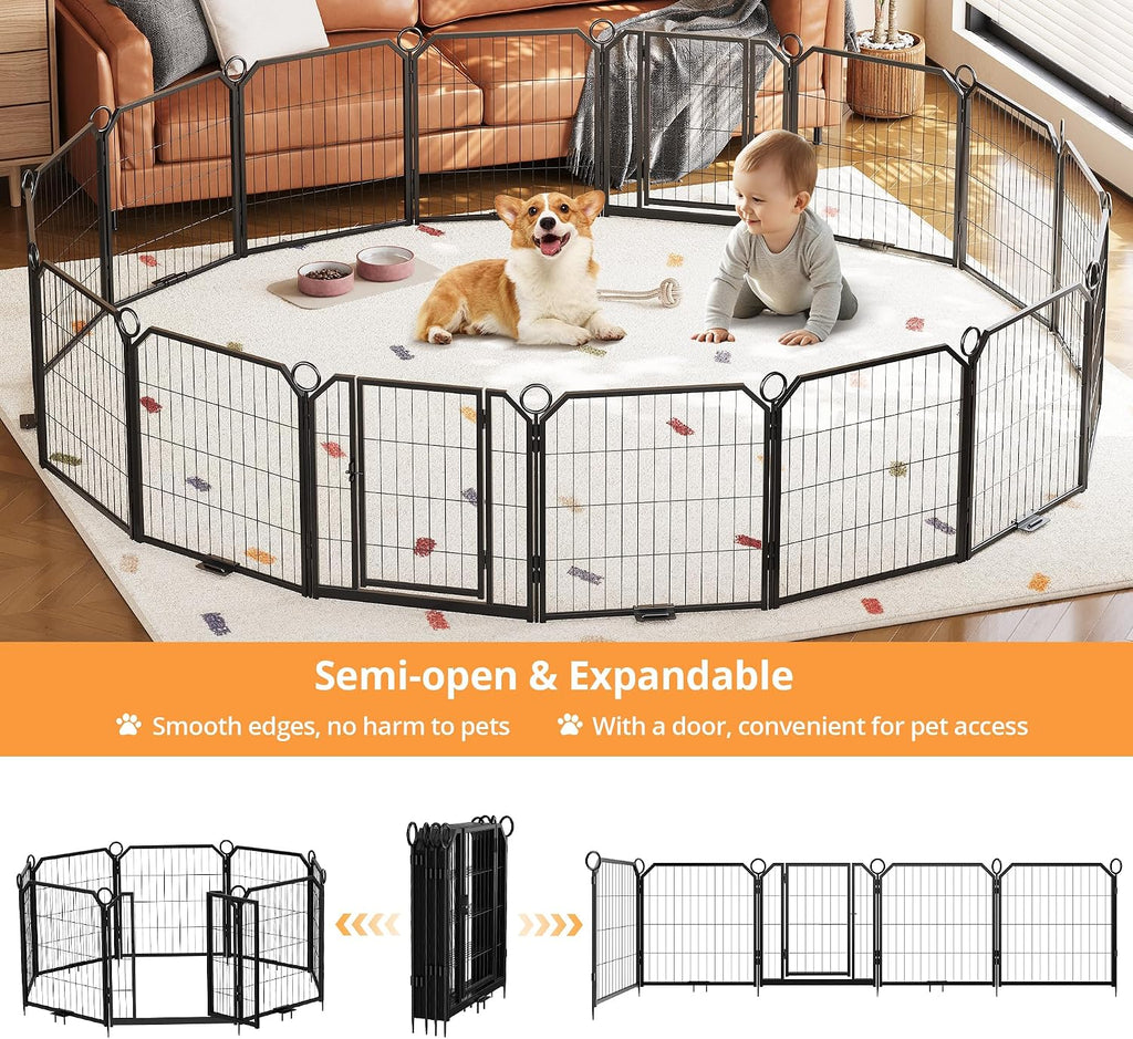 24 16PCS Pet Cage, 16-Panel Heavy-Duty Dog Playpen, Escape Proof Dog