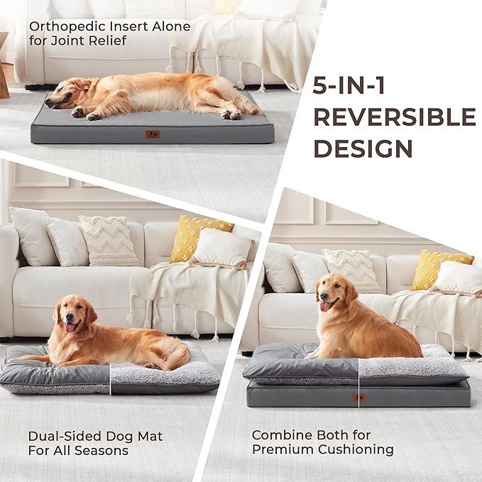 2-Pack Waterproof Dog Bed Large Size Dogs, Plush Cushion & Orthopedic Egg-Crate - Image 2
