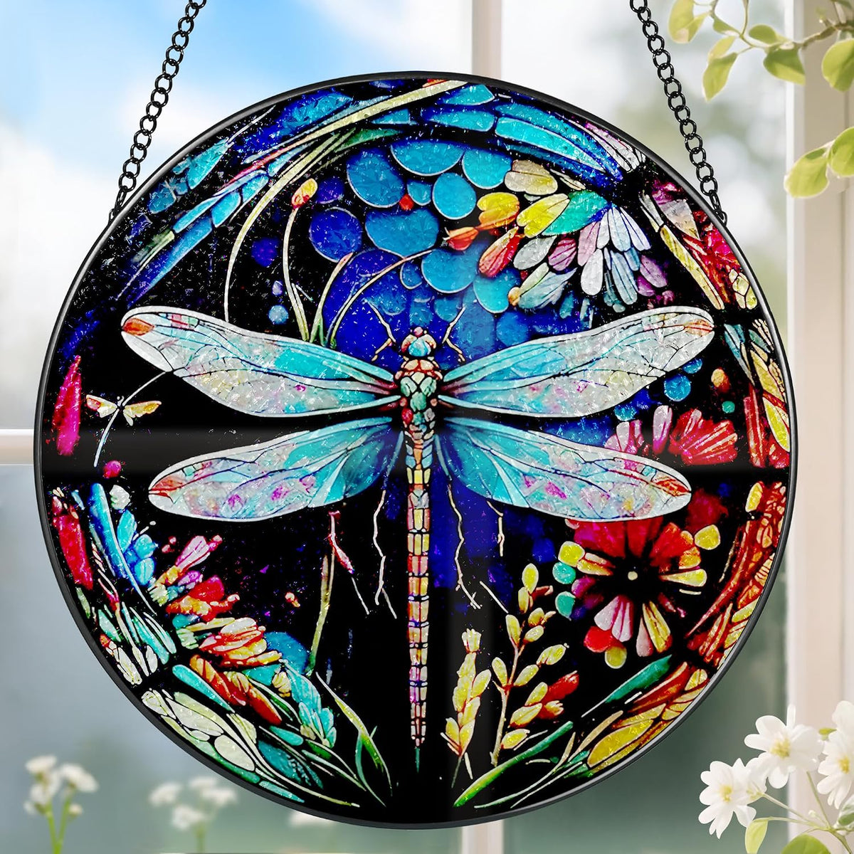 Stained Glass Window Hanging, DOUHASU Pet Memorial Suncatcher Ornament, Dog Memorial Gifts for Loss of Dog, Pet Lovers Gifts, Thoughtful Dogs and Cats Remembrance, Bereavement Gift