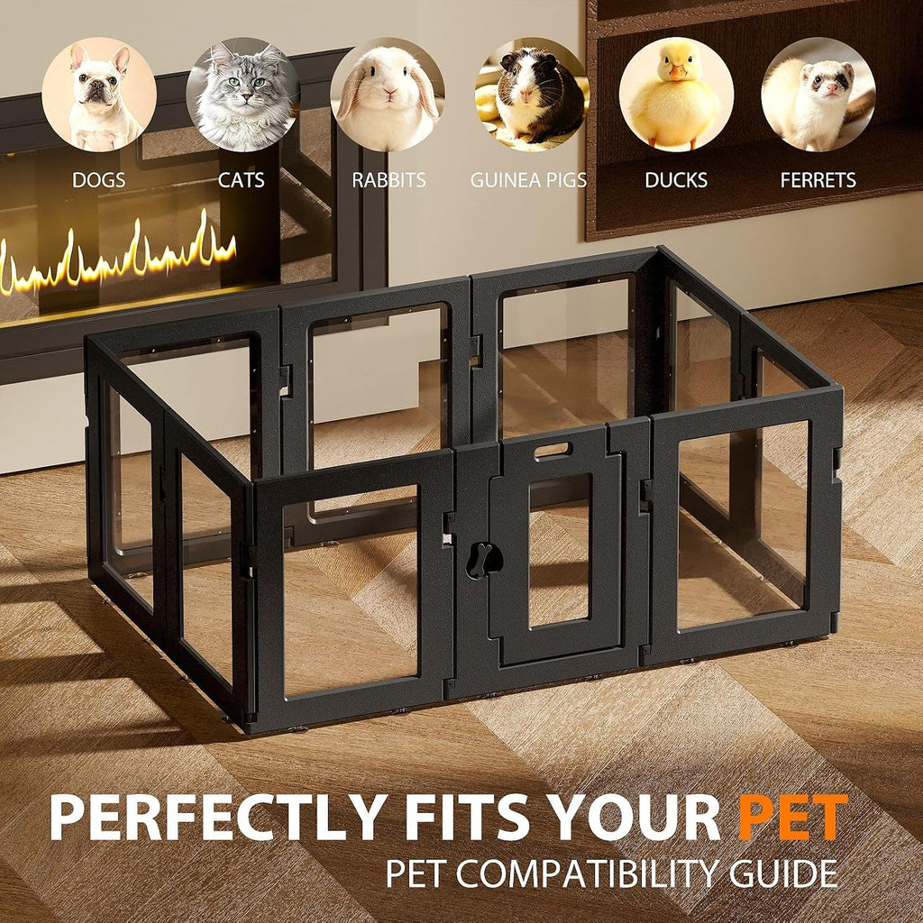 Yunphia Clear Acrylic Indoor Dog Playpen, 10 Panels, 24 in H for Small Dogs