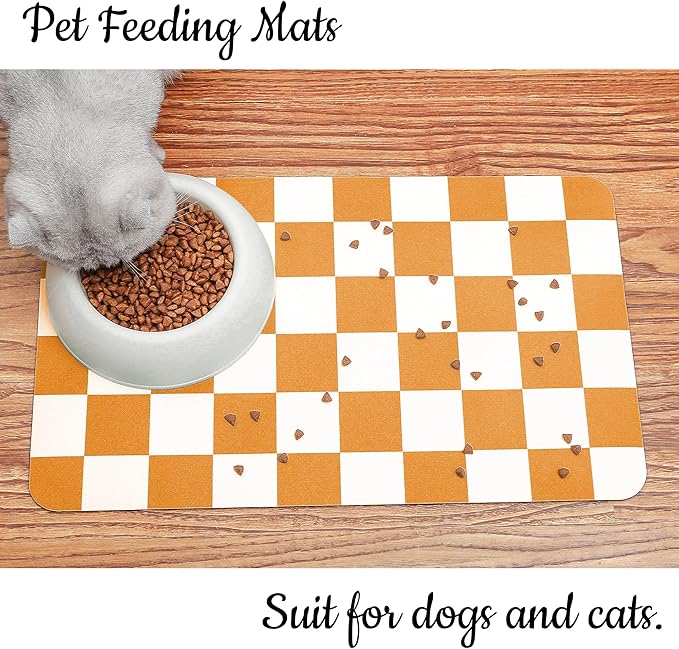 Ralxion Checkered Dog Feeding Mat, Absorbent Mats - Image 4