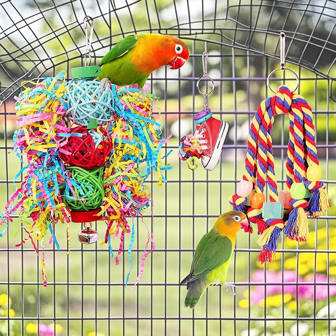 Bird Toys for Parakeet，ESRISE Parrot Conure Chewing Shredding Foraging Toys - Image 2