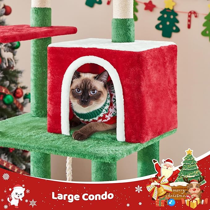 Yaheetech 63in Christmas Cat Tree - Image 4