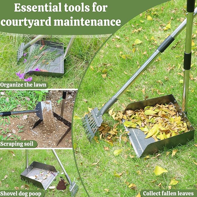 T2Y Pooper Scooper, Adjustable Stainless Steel Rake & Extra Large Tray - Image 5