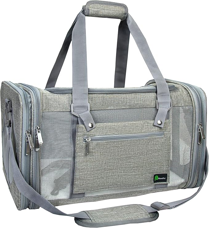 Soft-Sided Pet Carrier for Cats Small Dogs of 15 Lbs Medium Grey by NextFri
