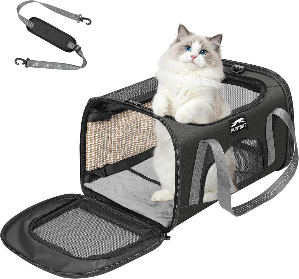 Soft Cat Carrier Airline Approved for Small Cats, Side Treat Opening