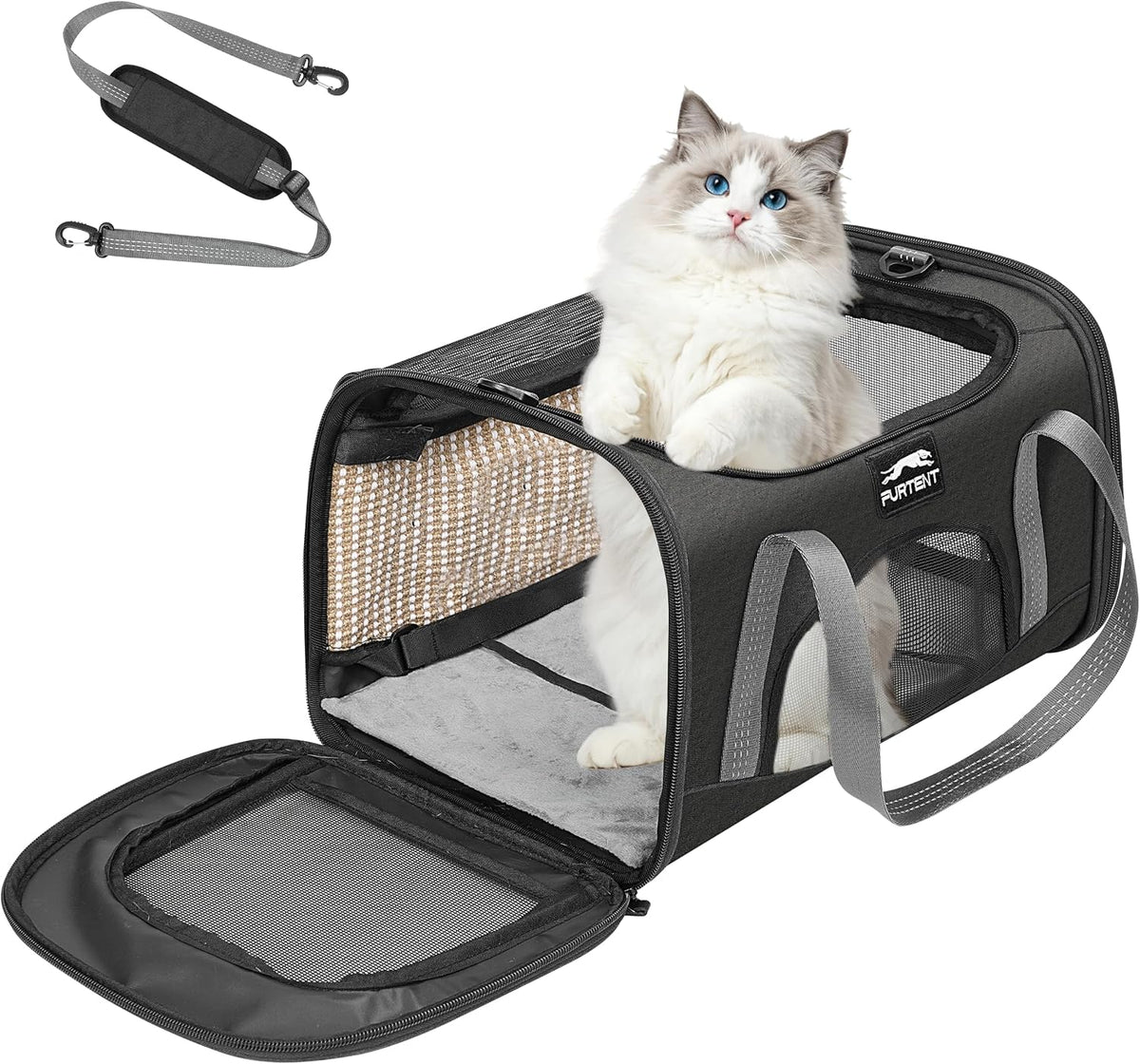 Soft Cat Carrier Airline Approved for Small Cats, Side Treat Opening