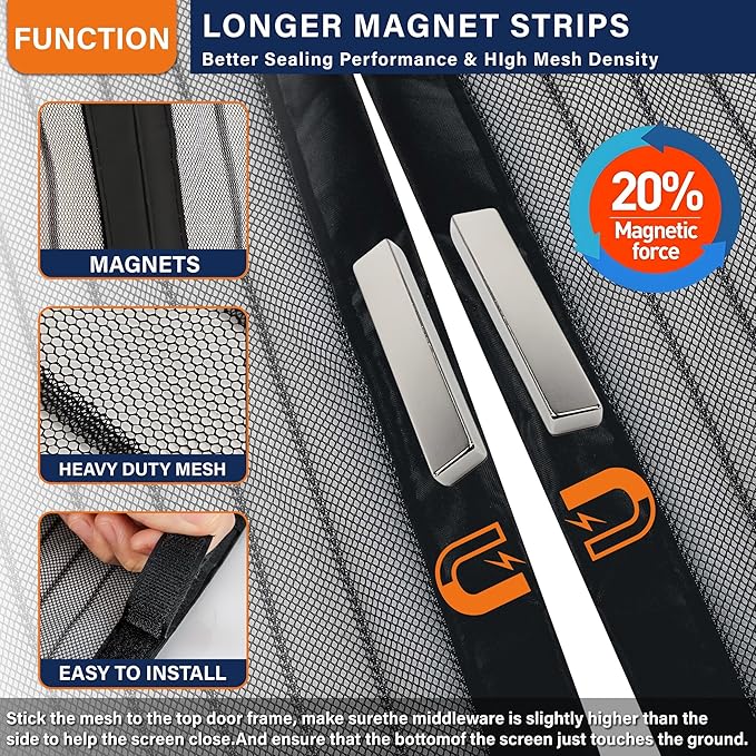Magnetic Screen Door, Fit Door Size 32 x 96 Inches, Screen Doors - Image 3