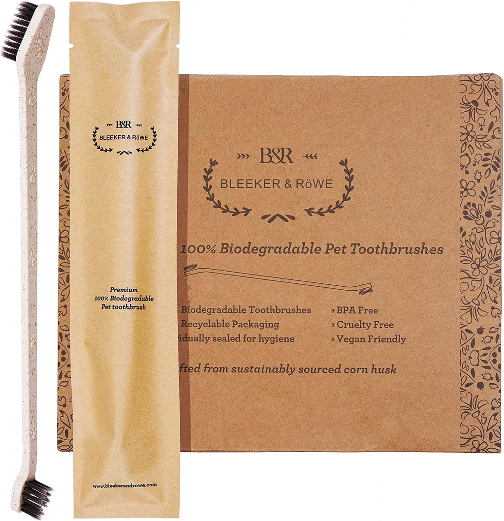 BLEEKER & RÖWE Eco Friendly Pet Toothbrushes, Individually Wrapped, Recyclable Packaging (10)