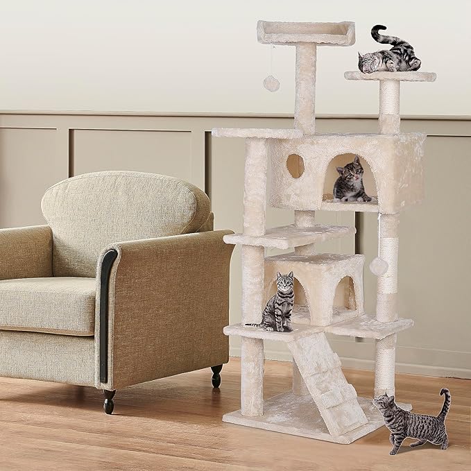 Premium Cat Tree 54-Inch Tall, Large Cat Condo Furniture - Image 8