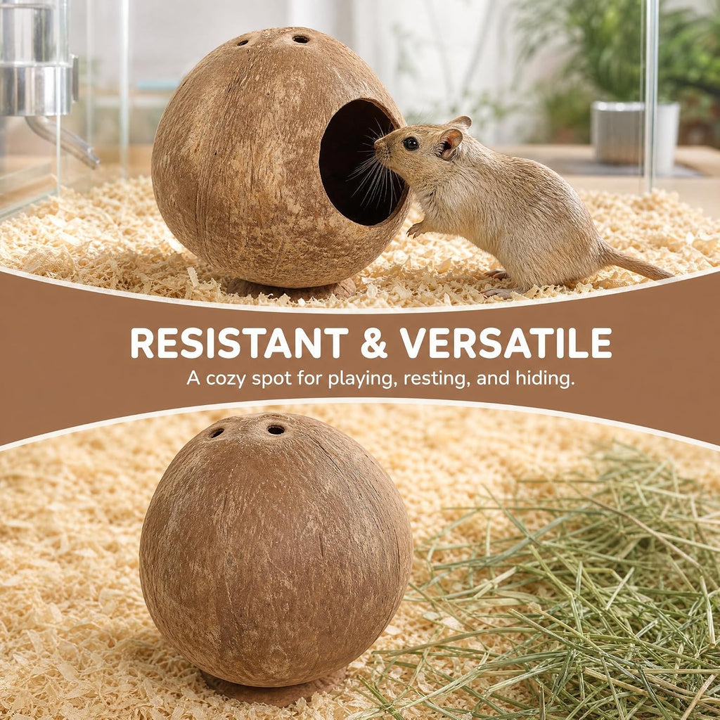 Totority Hamster Hideout Natural Coconut Shell House 5.11X4.72X4.72in