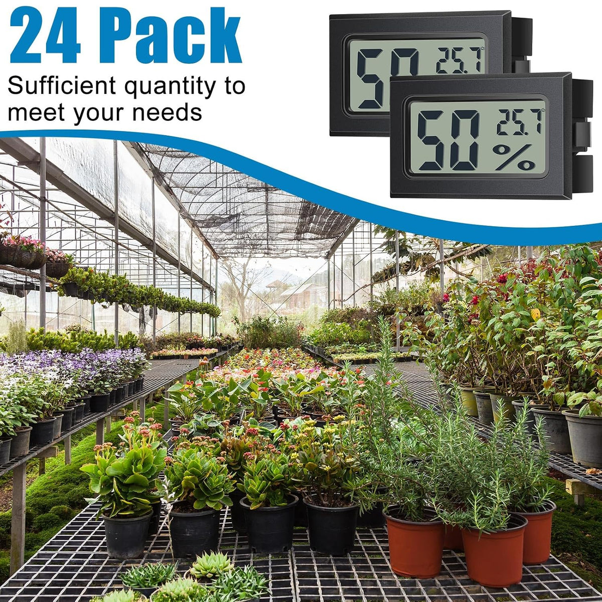 Kanayu 24 Pack Mini Humidity Meter Thermometer Indoor Humidity Monitor Bulk