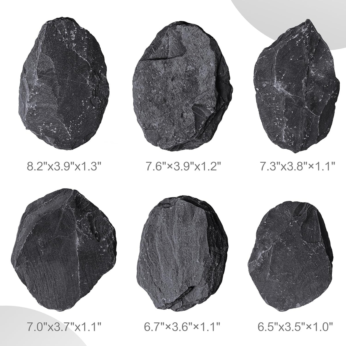 6.1-8.1 Inches Natural Slate Rock, 6 PCS Large Flat Aquarium Stones for Aquascaping, Terrariums, Reptile Tanks & Aquarium Décor