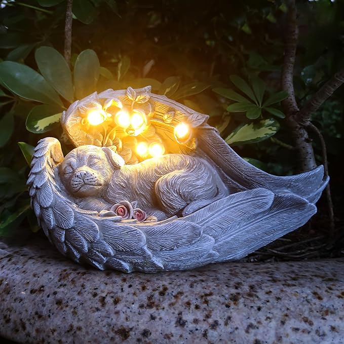 Solar Dog Garden Statues Outdoor Décor- Dog Figurines Solar LED Light Lawn - Image 5