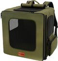 Vivifying Dog Backpack Carrier, 16.5"×15"×10.6" Breathable Pet Backpack for Travel with Sunshade, Locking Zippers & Thickened Bottom for Small Dogs and Cats up to 18 lb (Military Green)
