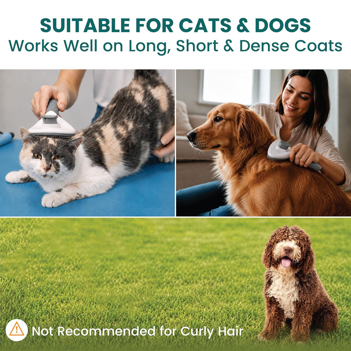 Self Cleaning Slicker Brush for Dogs & Cats | Skin-Friendly Deshedding Grooming Tool for Dogs & Cats | Pet Grooming & Shedding Brush for Removing Loose Fur, Detangling & Coat Care (Grey)