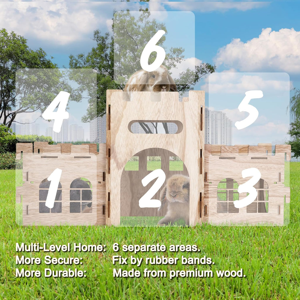 Large Bunny Castle Sturdy House for Rabbits Ferrets Guinea Pigs