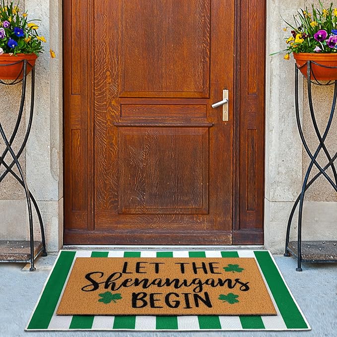 Tinideya 2 Pcs Irish Festival Door Mat Fest Welcome Non Slip Coir Mats - Image 4