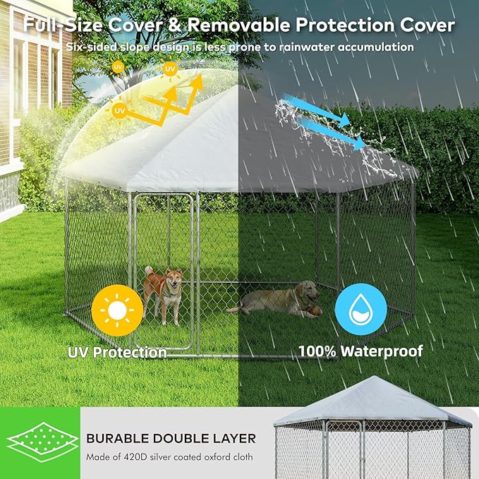 9.1x9.1 FT Outdoor Dog Kennel Heavy Duty Dog Enclosure - Image 4