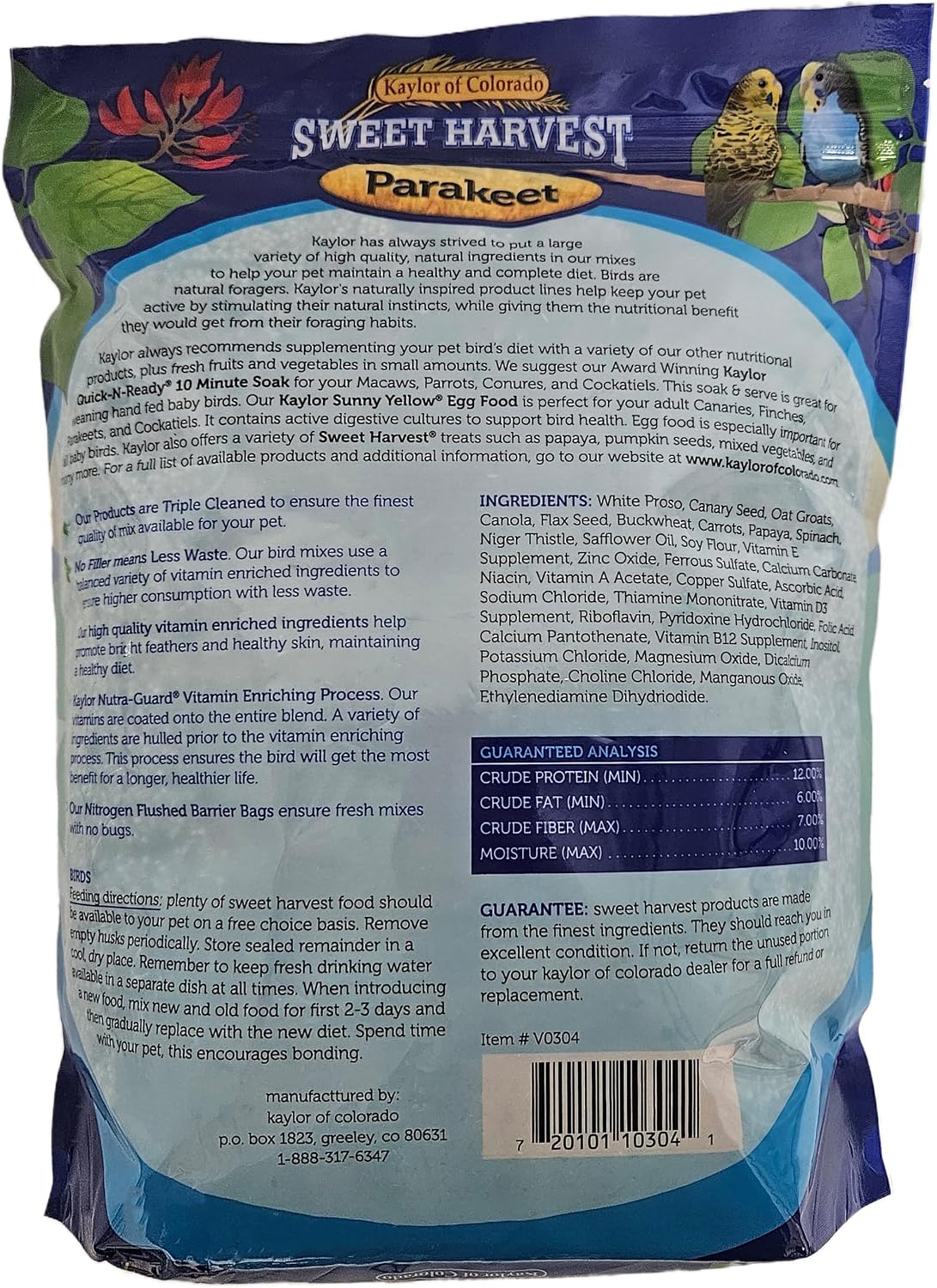 Parakeet Bird Food, 4 lbs Bag - Seed Mix for Parakeets Budgerigars Budgies