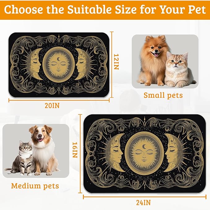 Dog Bowl Mat, Moon Sun Pet Feeding Mat - Image 6