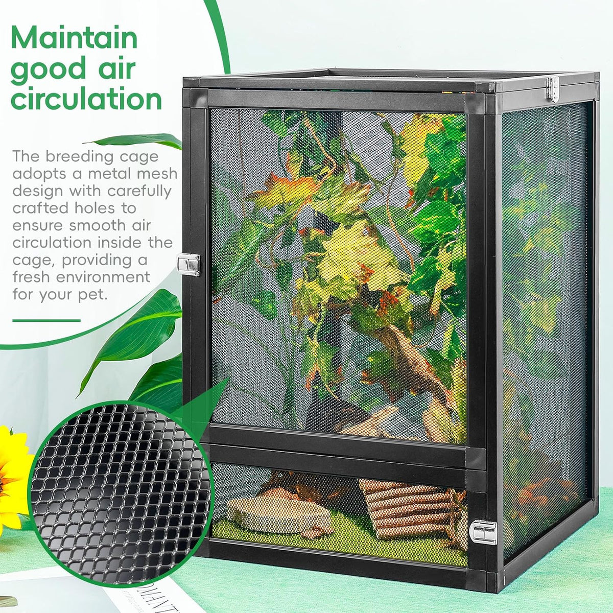 13 Gal Foldable Reptile Terrarium for Gecko & Dragon