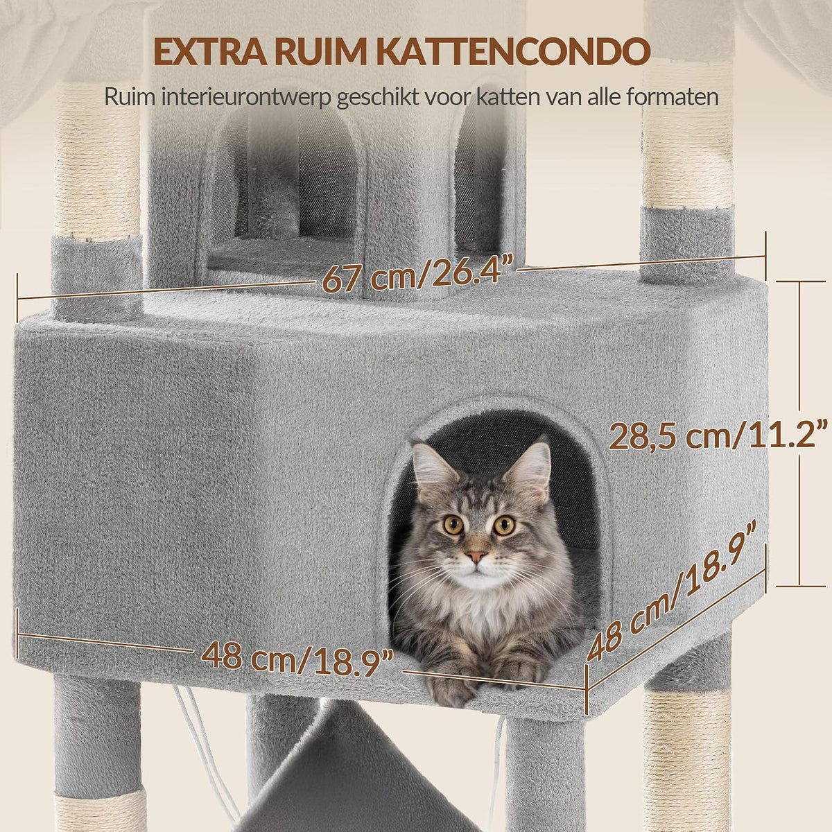 Cat Tower, 81.1in Cat Tree for Indoor Cats Large Adult Light Gray