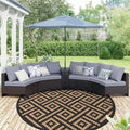 GENIMO 8' Round Outdoor Rug for Patios Clearance, Reversible Plastic Straw Rugs by GENIMO