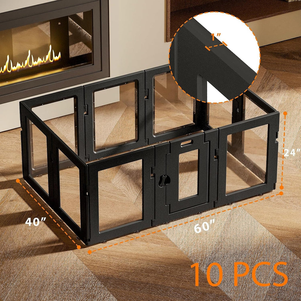Yunphia Clear Acrylic Indoor Dog Playpen, 10 Panels, 24 in H for Small Dogs