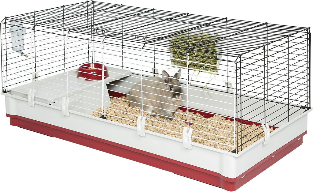 Midwest Homes for Pets Deluxe Rabbit & Guinea Pig Cage, X-Large, White & Red