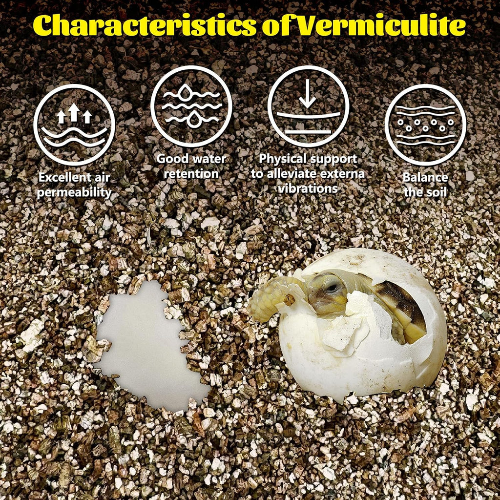 Hamiledyi Vermiculite for Incubating Reptile Eggs Terrarium Bedding Snake Habitat Substrate Reptile Bedding for Tortoise, Gecko, Ball Python, Salamander, Snake, Horned Frog(2Pack,0.87gal)