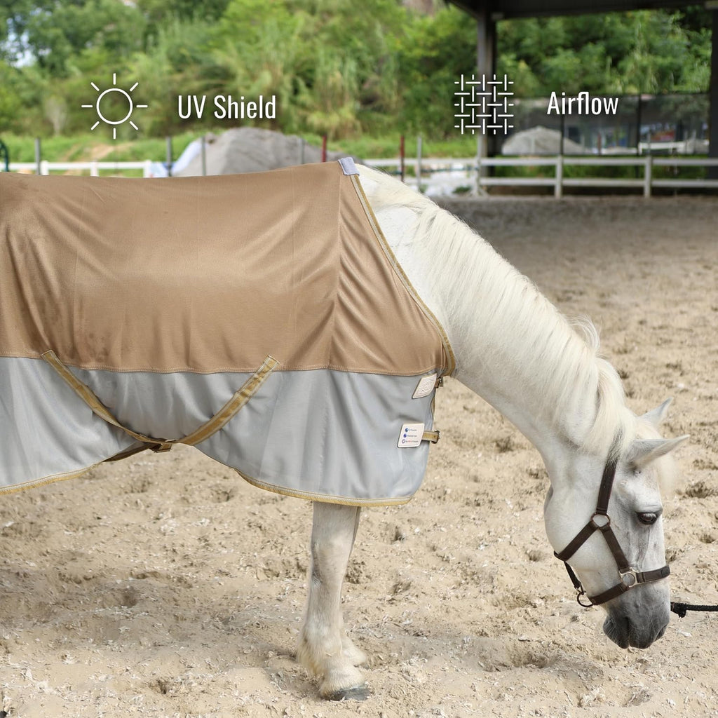 BARN & STABLE Breathable and UV Protective Tear-Resistant Mesh Horse Fly Sheet Comfy Equine Summer Sheet with Removable Web Leg Straps