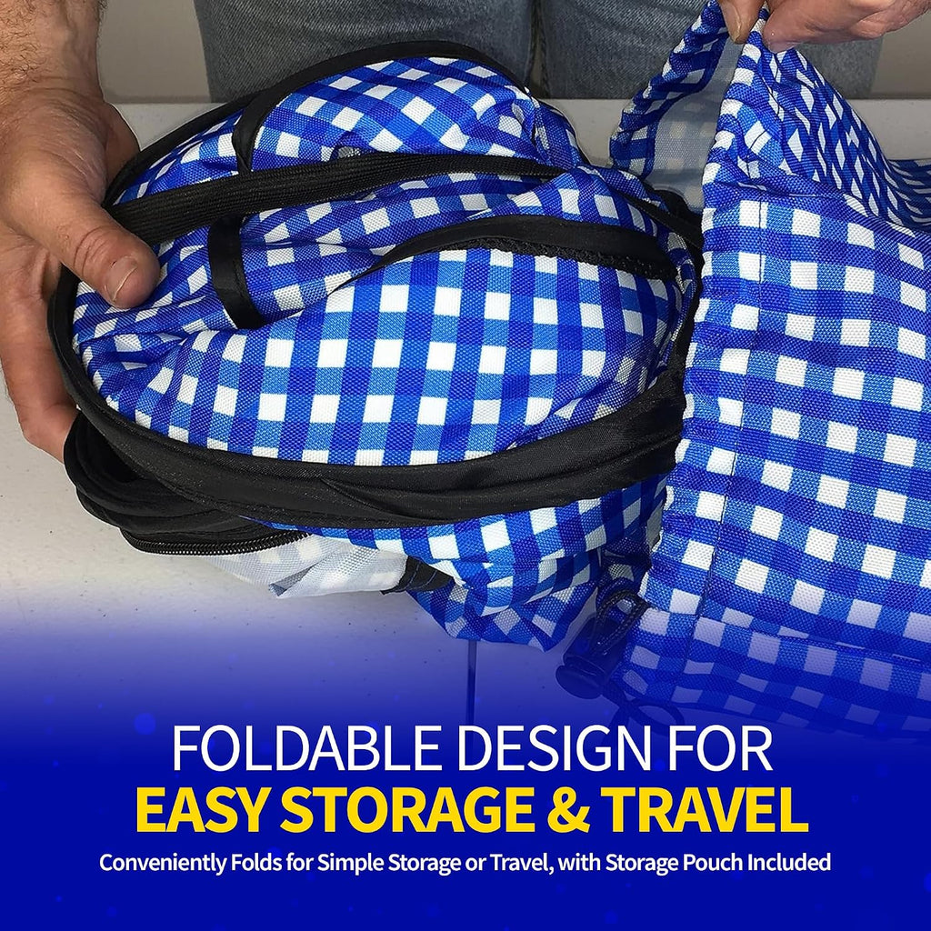 Extra Large Cat Carrier for Travel - Blue Checkers