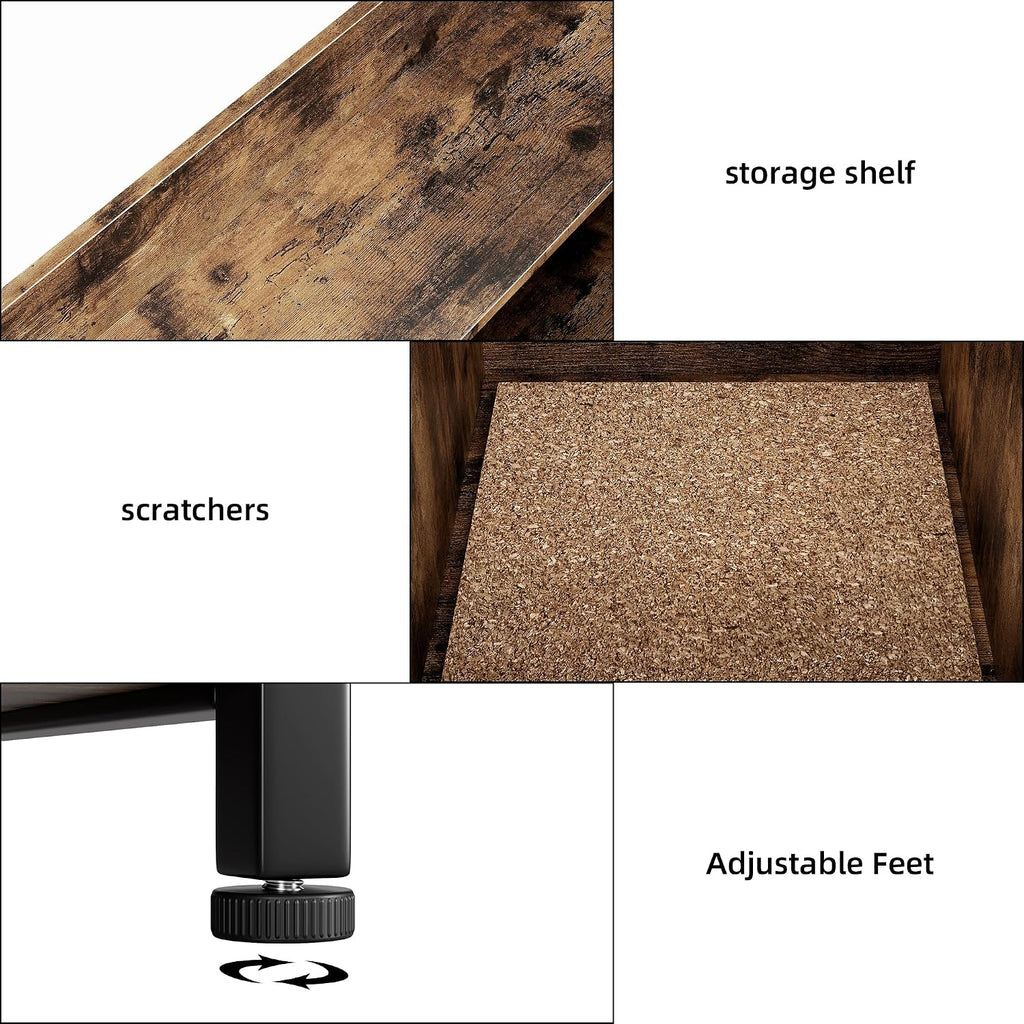 GarveeHome Litter Box Enclosure, Cat Litter Box Furniture with Removable Divider, Large Hidden Litter Box Furniture, Wooden Cat House, End Side Table, Rustic Brown